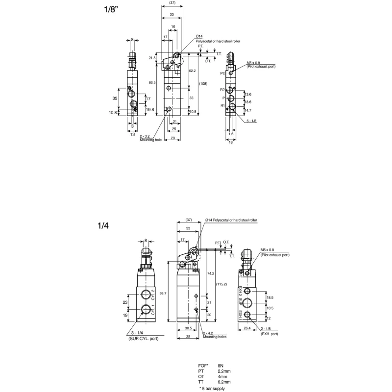 SMC Pneumatic Solenoid Valve Pilot Rc 1/4, 5-Port, Panel Mount, 0.9 MPa Max Pressure VFM300