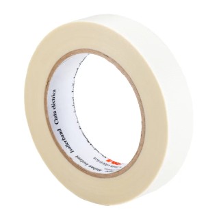 3M Premium Glass Cloth Tape White, 25mm Width x 33m Length, Silicone Adhesive, Heat Resistant up to 200°C T69252
