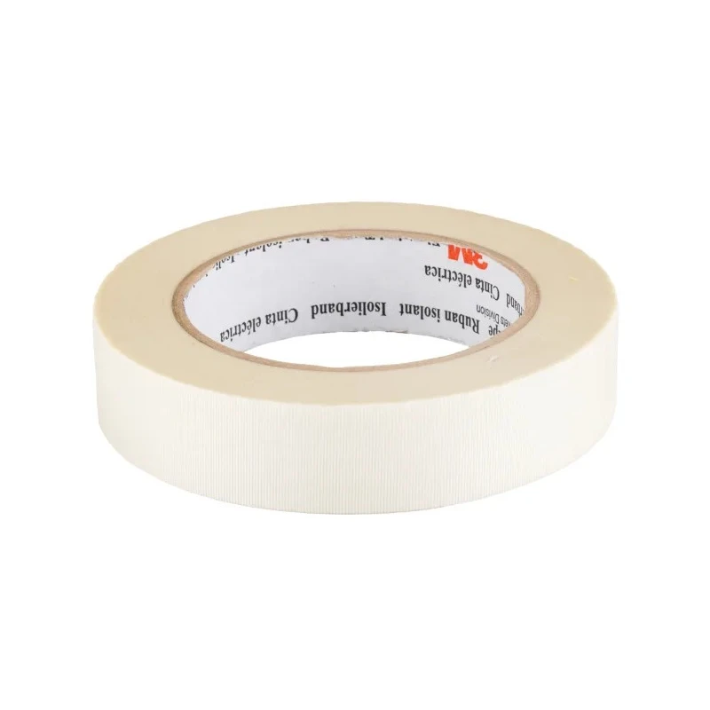 3M Premium Glass Cloth Tape White, 25mm Width x 33m Length, Silicone Adhesive, Heat Resistant up to 200°C T69252
