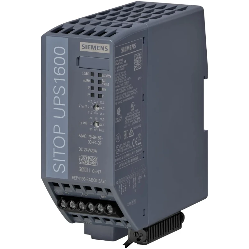 Siemens Uninterruptible Power Supply 21V dc, 29 V dc Input 480 W DIN Rail SITOP UPS1600 UPS1600