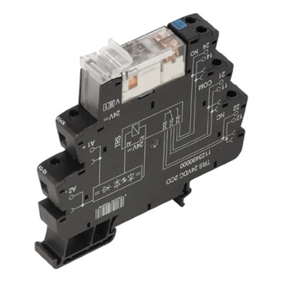 Weidmüller TRS Series Electromechanical Interface Relay, DIN Rail Mount, 24V Coil, DPDT, 14mA, 16mA Coil Current 1123500000