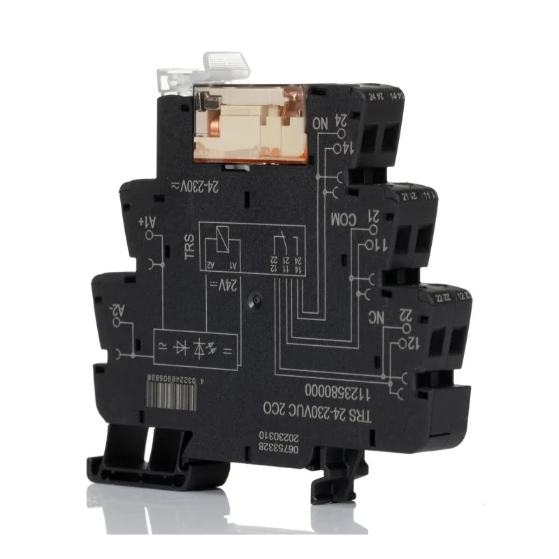 Weidmüller TRS Series Interface Relay, DIN Rail Mount, 230V AC/DC Coil, DPDT Contact, 45mA Coil Current, Silver 1123580000