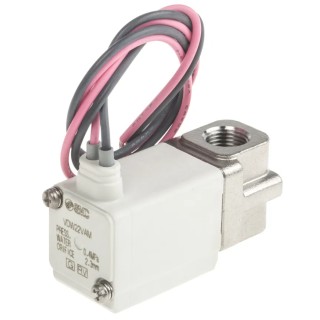 SMC Pneumatic Solenoid Valve 2/2 NC Solenoid/Spring G 1/8 Threaded Port, 24V DC, 3W Power VDW22VAM