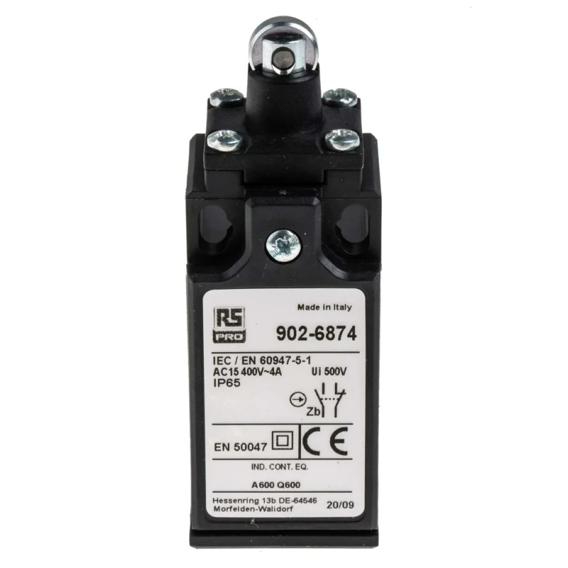 RS PRO Roller Plunger Limit Switch 1 NO/1 NC, IP65, Fibreglass Reinforced Thermoplastic Housing, 400V AC, 10A IP65