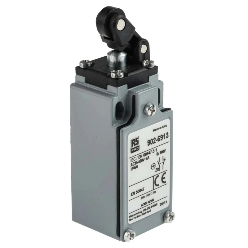 RS PRO Roller Lever Limit Switch 1 NO/1 NC Snap Action Zinc Alloy Housing IP66 400V AC 10A IP66