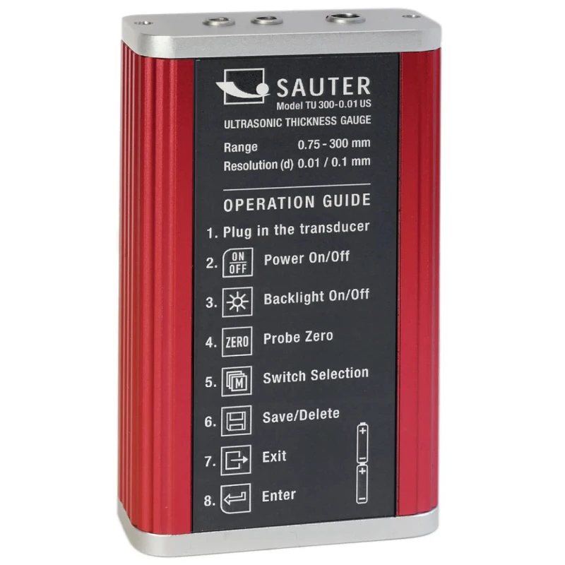 Sauter TU 80-0.01US Thickness Meter 0.75 mm - 80 mm ±0.005 % Accuracy, 0.01 mm Resolution, LCD Display