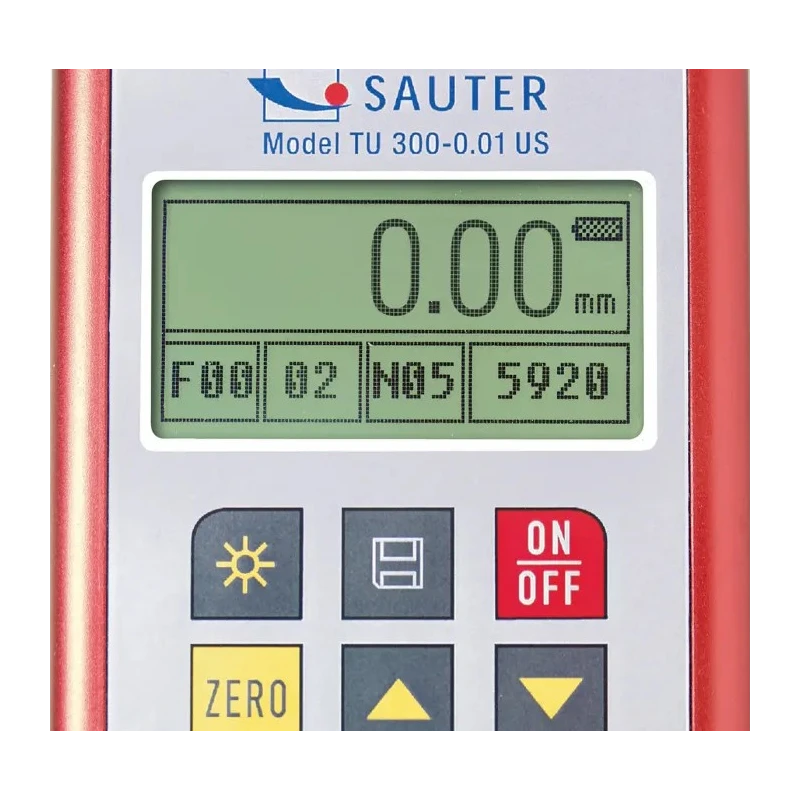 Sauter TU 80-0.01US Thickness Meter 0.75 mm - 80 mm ±0.005 % Accuracy, 0.01 mm Resolution, LCD Display