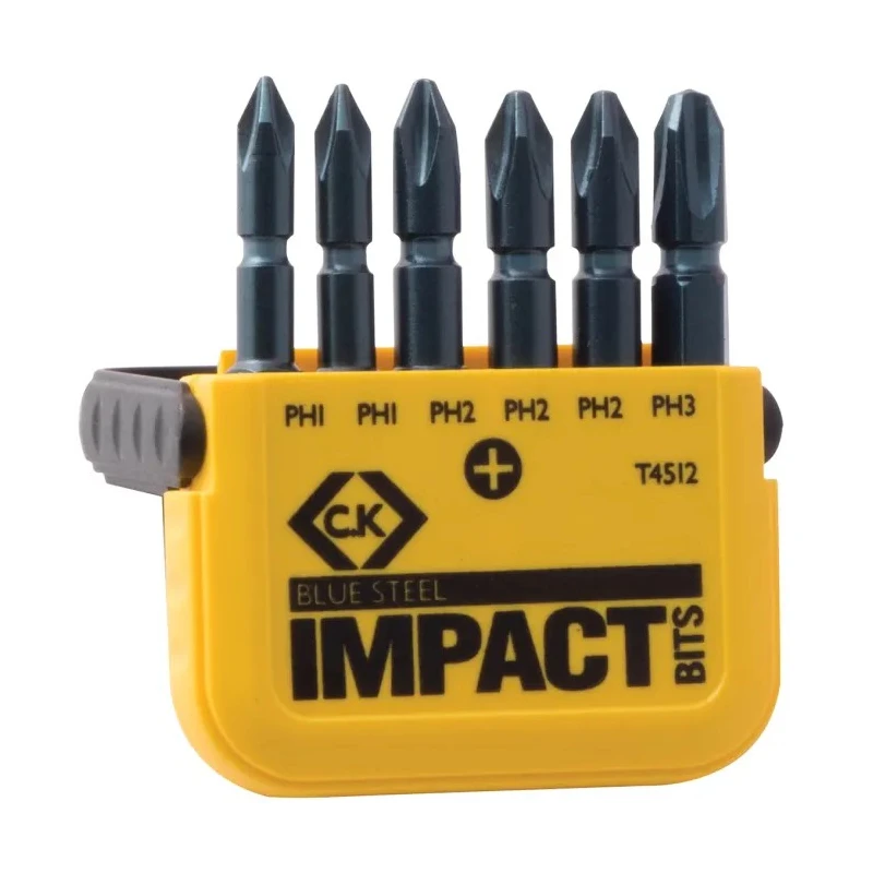 CK Phillips Screwdriver Impact Bit Set Steel PH1 PH2 PH3 6 Pieces T4512