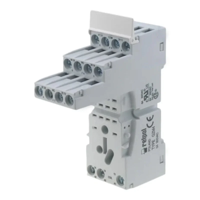 Relpol 8 Way 300V ac DIN Rail Relay Socket with Screw Terminals for Use with R2N Relay GZM2-BLACK