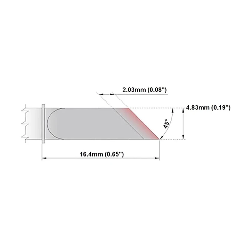 Thermaltronics 4.83 mm Straight Knife 16.4 mm Soldering Iron Tip M7K100