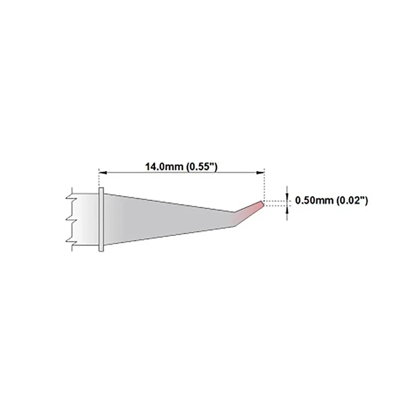 Thermaltronics 0.5 mm Bent Sharp 13.4 mm Soldering Iron Tip for MX-500, MX-5200, MX-5000, TMT-9000S-2 M7SB276