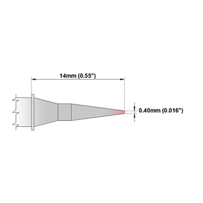 Thermaltronics 0.4 mm Straight Conical 14 mm Soldering Iron Tip for use with TMT-9000S-1, MX-5200, TMT-9000S-2 M8C300