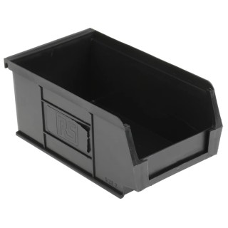 RS PRO Polypropylene Storage Bin 165 mm x 100 mm x 75 mm, Black 909-6906