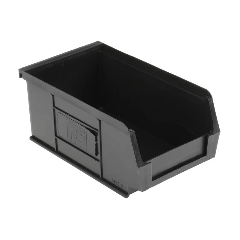 RS PRO Polypropylene Storage Bin 165 mm x 100 mm x 75 mm, Black 909-6906