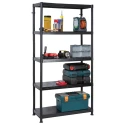 RS PRO Black 5 Shelf Plastic Shelving Unit 1.84m Height 900mm Width 400mm Depth 50kg Load Capacity 909-7028