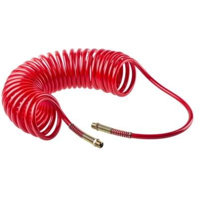 RS PRO 6 m Red Polyurethane Recoil Hose, 12 mm OD, 8 mm ID, BSPT 3/8" Connector, 10 bar Pressure, -20°C to 65°C 917-2485