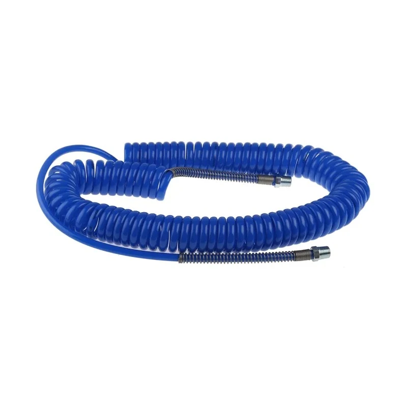 RS PRO 6 m Blue Polyurethane Recoil Hose 8mm OD 5mm ID BSPT 1/4 in Press In Swivel Coupling, 10 bar Pressure, -20°C 917-2331