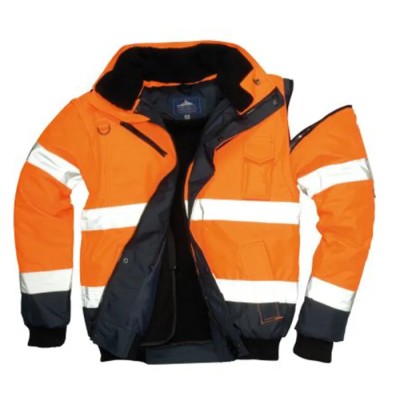 Portwest 300D Industry High Visibility Orange Men's Hi Vis Bomber Jacket, XL 918-6018