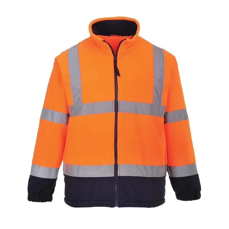 Portwest Navy Orange Men's Hi Vis Work Fleece with Zipper Closure Size L 918-6043