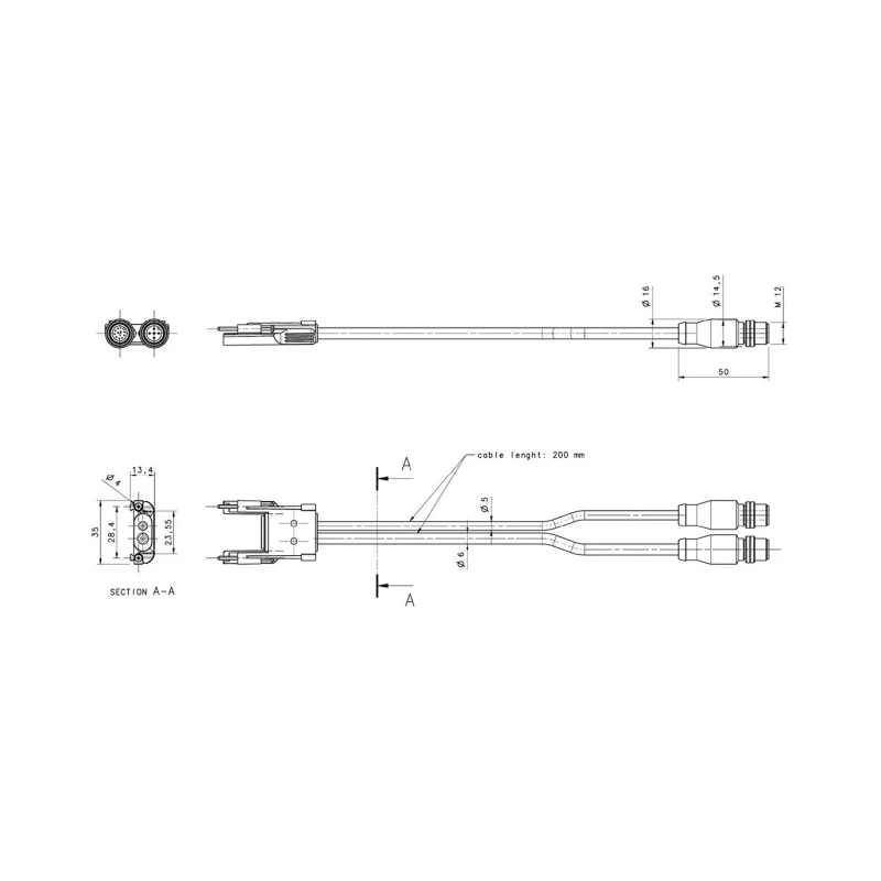ABB Sensor Actuator Cable M12 Female Connector Series M12-C02PT62RM 2TLA022315R0300 M12-C02PT62RM