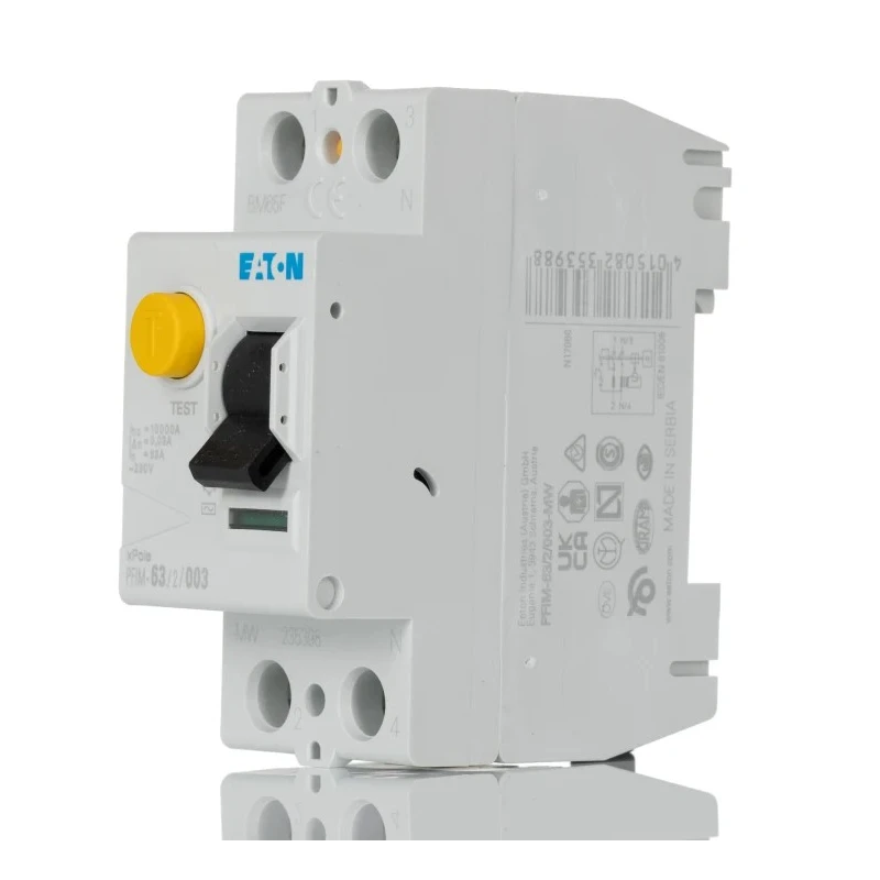 Eaton PFIM Series Residual Current Device, 63A, 2-Pole, 30 mA Trip Sensitivity, Type AC, 10 kA 235398 PFIM-63/2/003-MW