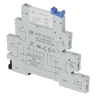 Hongfa Europe GMBH 5 Way 250V AC DIN Rail Relay Socket for Use with HF41F Series 41F-1Z-C1-1