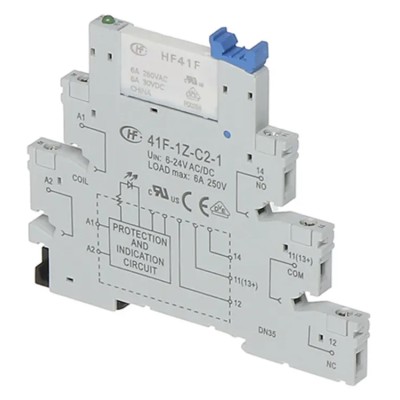 Hongfa Europe GMBH 5 Way 250V AC DIN Rail Relay Socket for Use with HF41F Series 41F-1Z-C1-1
