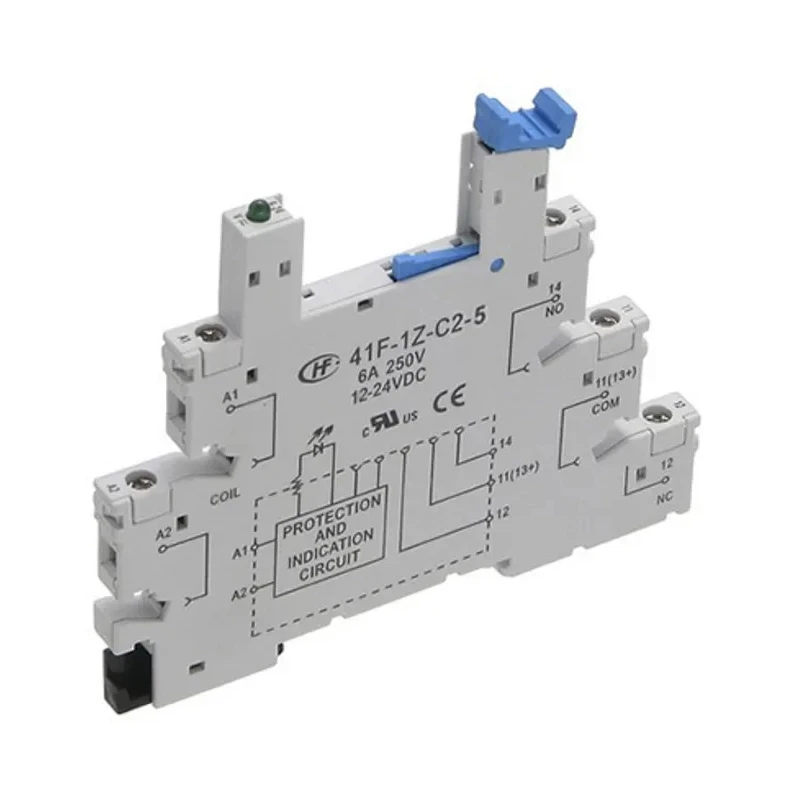 Hongfa Europe GMBH 5 Way 250V AC DIN Rail Relay Socket for HF41F Series Relays 41F-1Z-C1-5