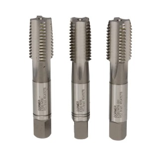 Dormer Metric Standard Hand Tap Set M16 Thread Size, Right Hand Thread, HSS Material, Straight Flute, 3 Pieces E100M16NO8