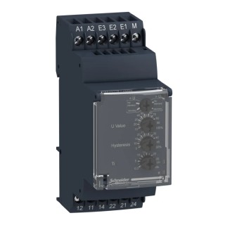 Schneider Electric Monitoring Relay 0.05/5 V Monitor Range DPDT Contact Configuration DIN Rail Mount 240V AC DC RM35UA11MW