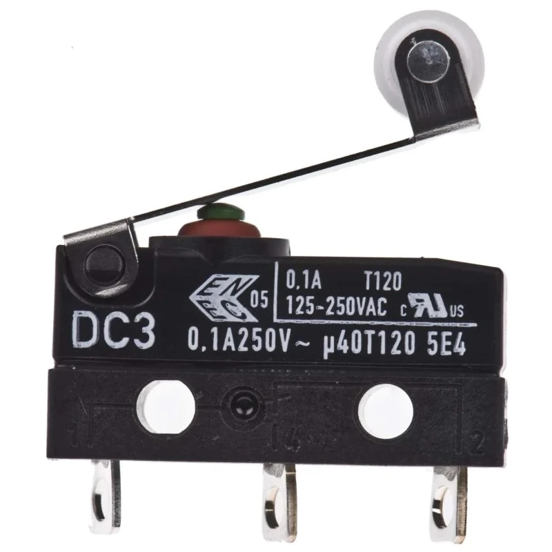 ZF Short Roller Lever Micro Switch 100mA 250V AC SPDT Solder Terminal DC3C-A1RB