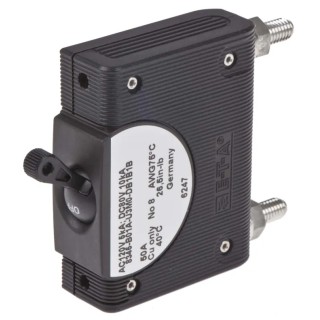 ETA 1-Pole Panel Mount Isolator Switch, IP40 IP00 Rated, 50A Current, Black Handle 8345-B01A-U3M0-DB1B1B-50A-V