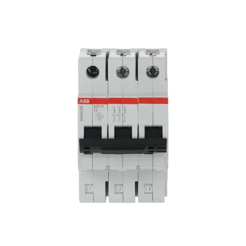 ABB SMISSLINE TP S400M Miniature Circuit Breaker, 3-Pole, 2A Current Rating, Type C Tripping, 400V 2CCS573001R0024 S403M-C2