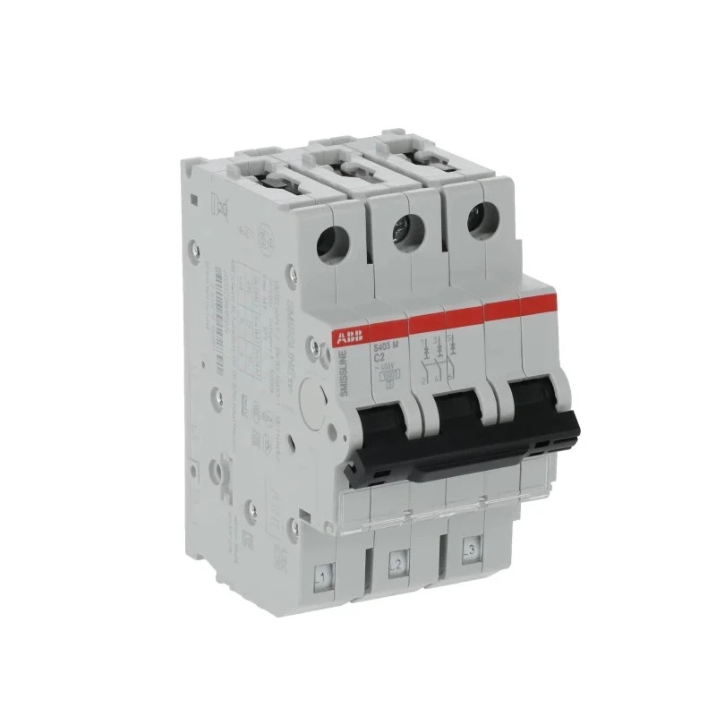 ABB SMISSLINE TP S400M Miniature Circuit Breaker, 3-Pole, 2A Current Rating, Type C Tripping, 400V 2CCS573001R0024 S403M-C2