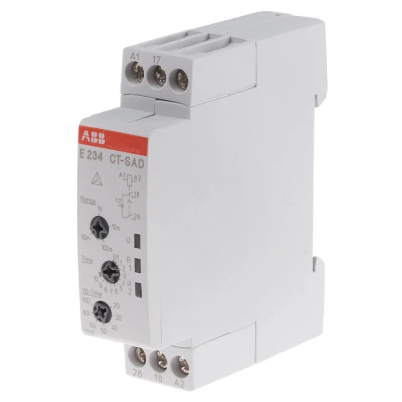 ABB 1SVR Series DIN Rail Timer Relay 2-Contact 48 V dc 24V ac 240 V ac 0.05 s to 10 min 1SVR500210R0100 - CT-SAD.22