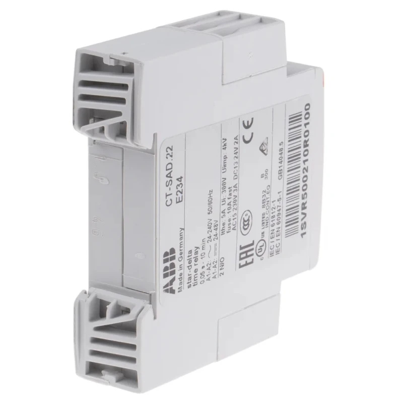 ABB 1SVR Series DIN Rail Timer Relay 2-Contact 48 V dc 24V ac 240 V ac 0.05 s to 10 min 1SVR500210R0100 - CT-SAD.22