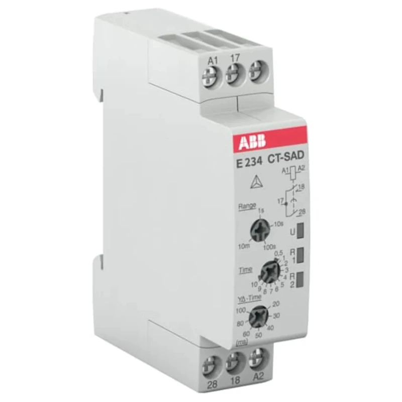 ABB 1SVR Series DIN Rail Timer Relay 2-Contact 48 V dc 24V ac 240 V ac 0.05 s to 10 min 1SVR500210R0100 - CT-SAD.22