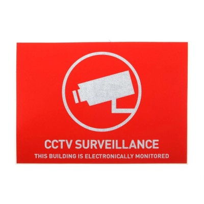ABUS Security-Center Surveillance Sticker Red, White CCTV Surveillance This Building Is Electronically Monitored AU1313
