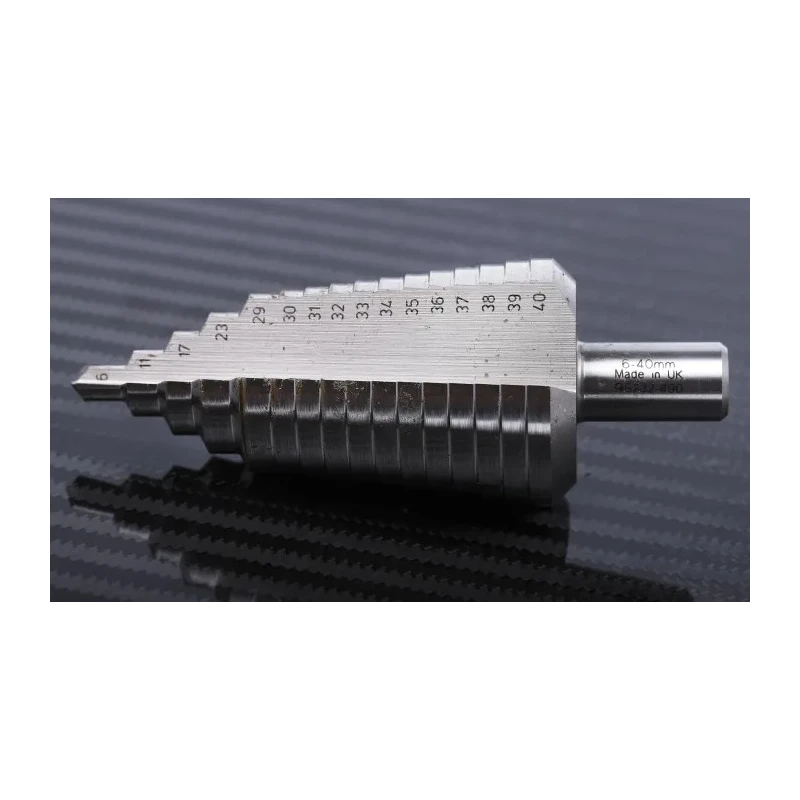 RS PRO High-Speed Steel (HSS) Cone Shank Step Drill Bit 6 to 40 mm, Bright Finish 232-490
