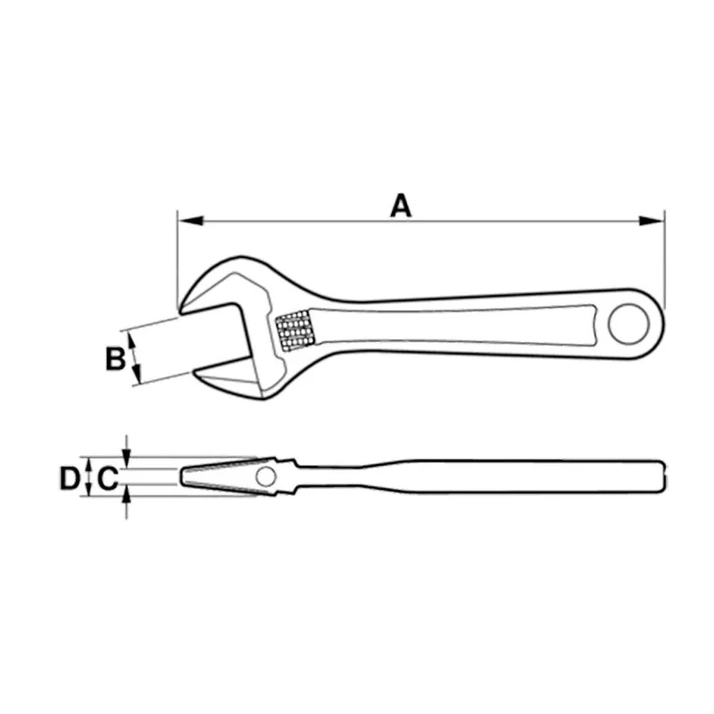 Bahco 31 mm Jaw Capacity Adjustable Spanner 255mm Overall Length Alloy Steel Chrome Finish 8072 C