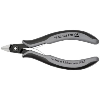 Knipex Precision ESD Safe Side Cutter with Bevel 11mm Jaw Width, 125mm Overall Length, Steel Jaw, Bi-Metal 79 52 125 ESDRS