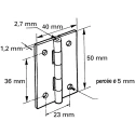 Pinet Stainless Steel Butt Hinge with Barrel Pin, Screw Fixing, 50 mm x 40 mm x 1.2 mm 52-1-3592