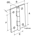 Pinet Stainless Steel Butt Hinge with Barrel Pin, Screw Fixing, 50 mm x 40 mm x 1.2 mm 52-1-3592