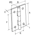 Pinet Stainless Steel Butt Hinge with Barrel Pin, Screw Fixing, 50 mm x 40 mm x 1.2 mm 52-1-3592