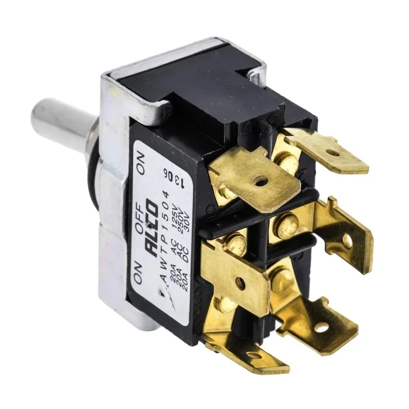 TE Connectivity Toggle Switch Panel Mount On-Off-On DPDT Tab Terminal 30 V dc 250 V ac AWTP1504