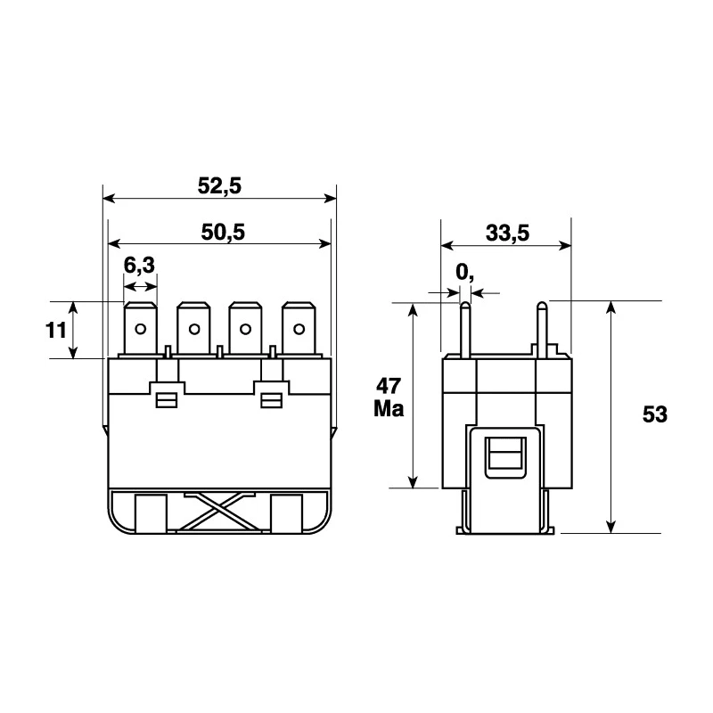 Omron Panel Power Relay, 24V DC Coil Voltage, 25A Switching Current, DPST, Quick Connect Terminals G7L-2A-T DC24