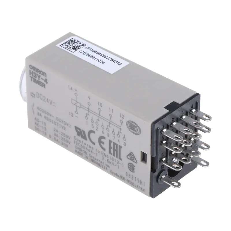Omron H3Y-4 Series DIN Rail Surface Mount Timer Relay 4-Contact 125 V dc 24V ac 0.5 to 10 s 1-Function 4PDT H3Y-4 DC24 10S