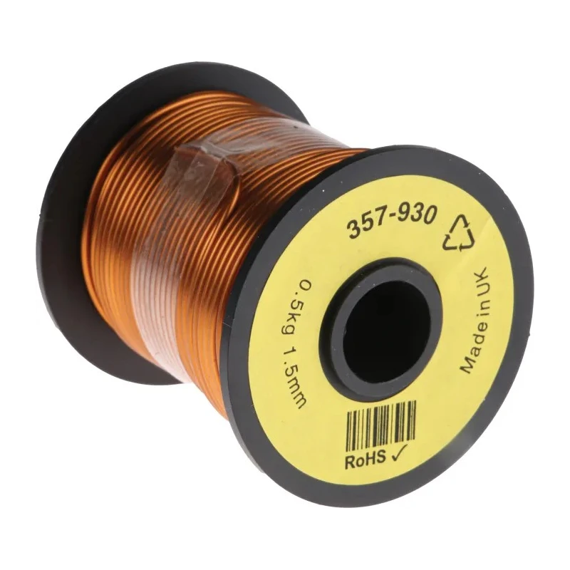 RS PRO Enamelled Copper Wire 1.59 mm Outside Diameter 1.5 mm Cross Sectional Area 30 m Length 155°C Max Operating 357-930