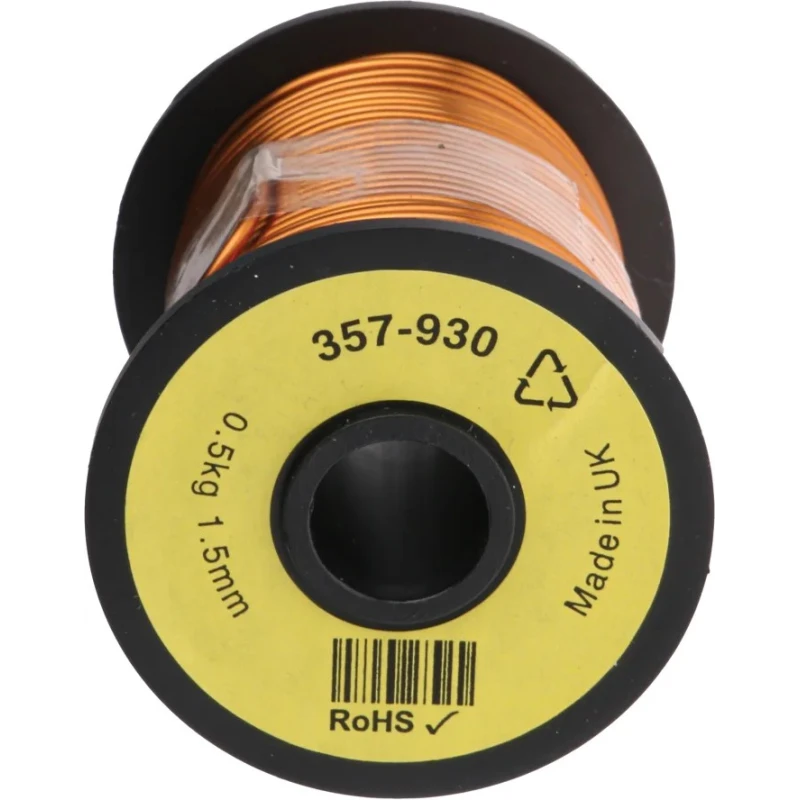 RS PRO Enamelled Copper Wire 1.59 mm Outside Diameter 1.5 mm Cross Sectional Area 30 m Length 155°C Max Operating 357-930