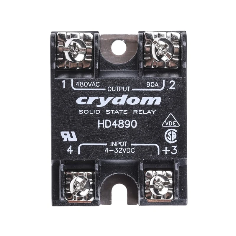 Crydom HD Series Solid State Relay, 90A Load, Panel Mount, 530V Load Voltage, 32V Control Voltage HD4890